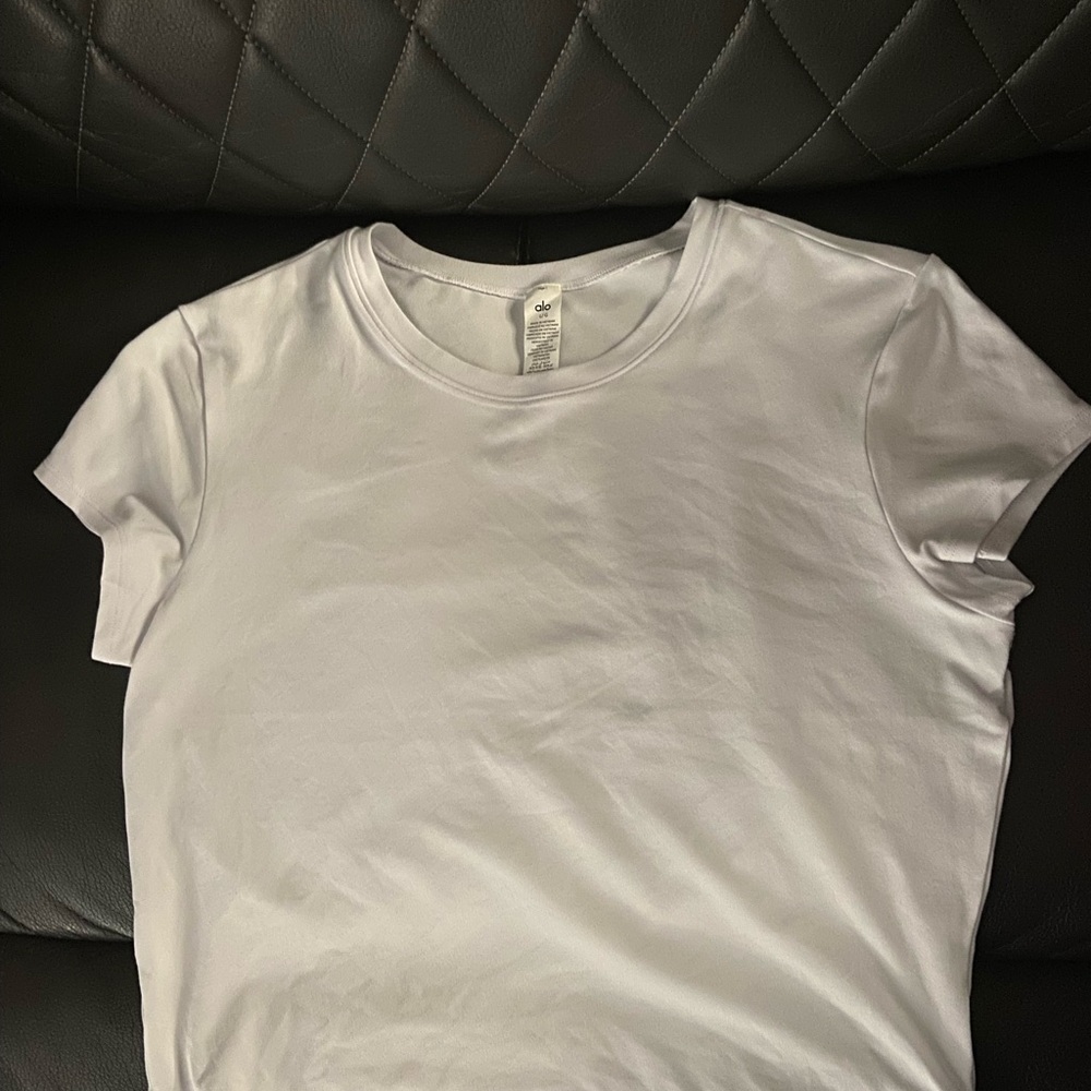 ALO Yoga White Crew Neck Top
